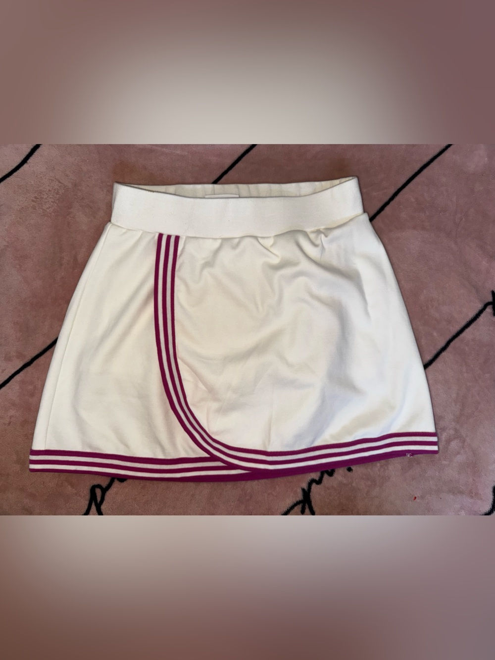White Athletic Skort with Pink Stripe Trim